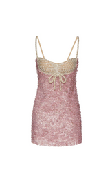 TULLE ILLUSIONE RHINESTONE-EMBROIDERED MINI DRESS