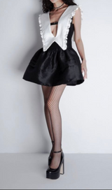 V-NECK CUTOUT RUFFLES MINI DRESS