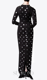 POLKA DOT LONG SLEEVE MAXI DRESS