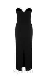 CORSET SEQUIN MIDI DRESS IN BLACK