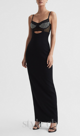 CRYSTAL EMBELLISHED CORSET MAXI DRESS