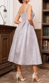 BUSTIER A LINE MIDI DRESS IN PURPLE