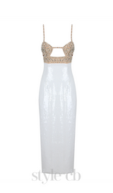 HAND BEADED SEQUIN GOWN