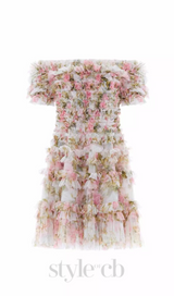FLORAL OFF-SHOULDER MINI DRESS IN NYLON