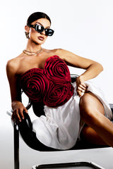 Neela 3d Flower Strapless Waist Mini Dress