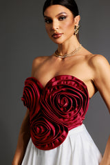 Neela 3d Flower Strapless Waist Mini Dress