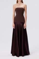 Aura Strapless Gown in Espresso