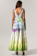 Loyisa Halter V-Neck Floral Printed Tassel Swimwear And Skirt Two-Piece Set