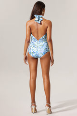 Tulip Floral Printed High Slit Swimwear And Skirt Two-Piece Set
