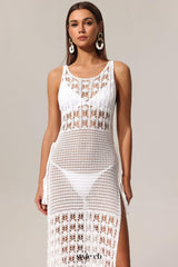 Serena Sleeveless Hollow Out High Slit Tassels Maxi Dress