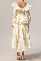 jennifer Folds V-Neck Long Sleeves Top And Skirt Two-Piece Set