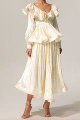 ruflle embellished maxi dress in beige