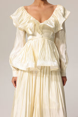 jennifer Folds V-Neck Long Sleeves Top And Skirt Two-Piece Set