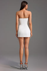 Flor Sleeveless Diamond Tassels Mini Dress in white