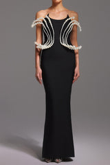 tiffany Pearl Bandage Sleeveless Maxi Dress in black