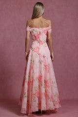 simona Sleeveless Flowers Flounce Maxi Dress