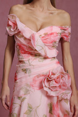 simona Sleeveless Flowers Flounce Maxi Dress