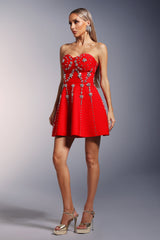 julie Strapless Diamond Bandage Mini Dress