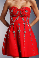 julie Strapless Diamond Bandage Mini Dress