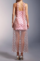 alberta Strapless Sequins pearl mini dress in pink