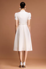 josephine Short Sleeves Diamond Midi Dress