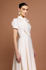 josephine Short Sleeves Diamond Midi Dress