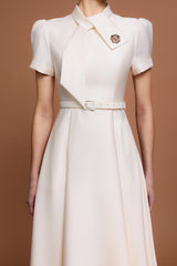 josephine Short Sleeves Diamond Midi Dress