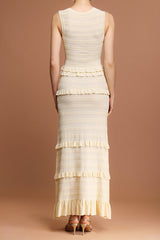 trista Round Neck Sleeveless Folds Maxi Dress