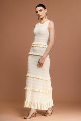 trista Round Neck Sleeveless Folds Maxi Dress