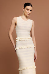 trista Round Neck Sleeveless Folds Maxi Dress