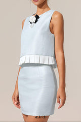 nicola Flowers Sleeve less Top Skirt Two-Piece Set in mint