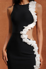 kimberley black Sleeveless Hollow Out Flowers Slit Bandage Maxi Dress