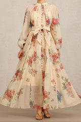 Neal Long Sleeves Floral Printed Maxi Dress