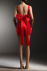 adora Sleeveless Diamond Bow Bandage Mini Dress in red