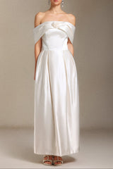 donna Bare shoulders Flower cylinder maxi dress in white
