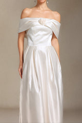 donna Bare shoulders Flower cylinder maxi dress in white