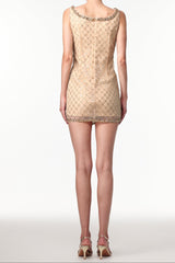 mona Embellished Rhinestone Sequin Mini Dress in yellow