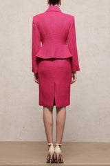 doreen rose red Long Sleeve Woven Top Skirt Two-Piece Set