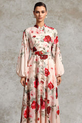 Rucifa Resort Flowy Long Sleeve Printed Woven Maxi Dress