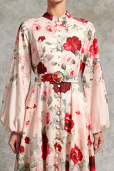 Rucifa Resort Flowy Long Sleeve Printed Woven Maxi Dress