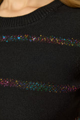 gloria Black Sequin Embellished Knit Midi Dress