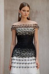 jennifer off-shoulder lace embroidery hollow maxi dress in black