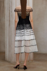 jennifer off-shoulder lace embroidery hollow maxi dress in black