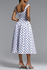 Raidah  Polka Dot Sleeveless Pleated Midi Dress