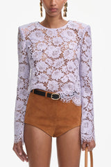 Lilac Lace Fluted Sleeve Top