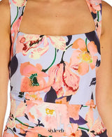 Women's Square-Neck Floral-Print Gown