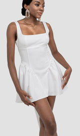 BACKLESS BOW MINI DRESS IN IVORY