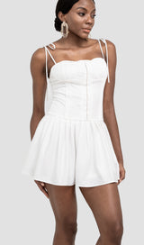 PLEATED MINI DRESS IN WHITE