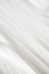 Pleated Bell Sleeve V-Neck Mini Dress in white