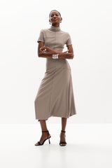 Midi dress with high neck